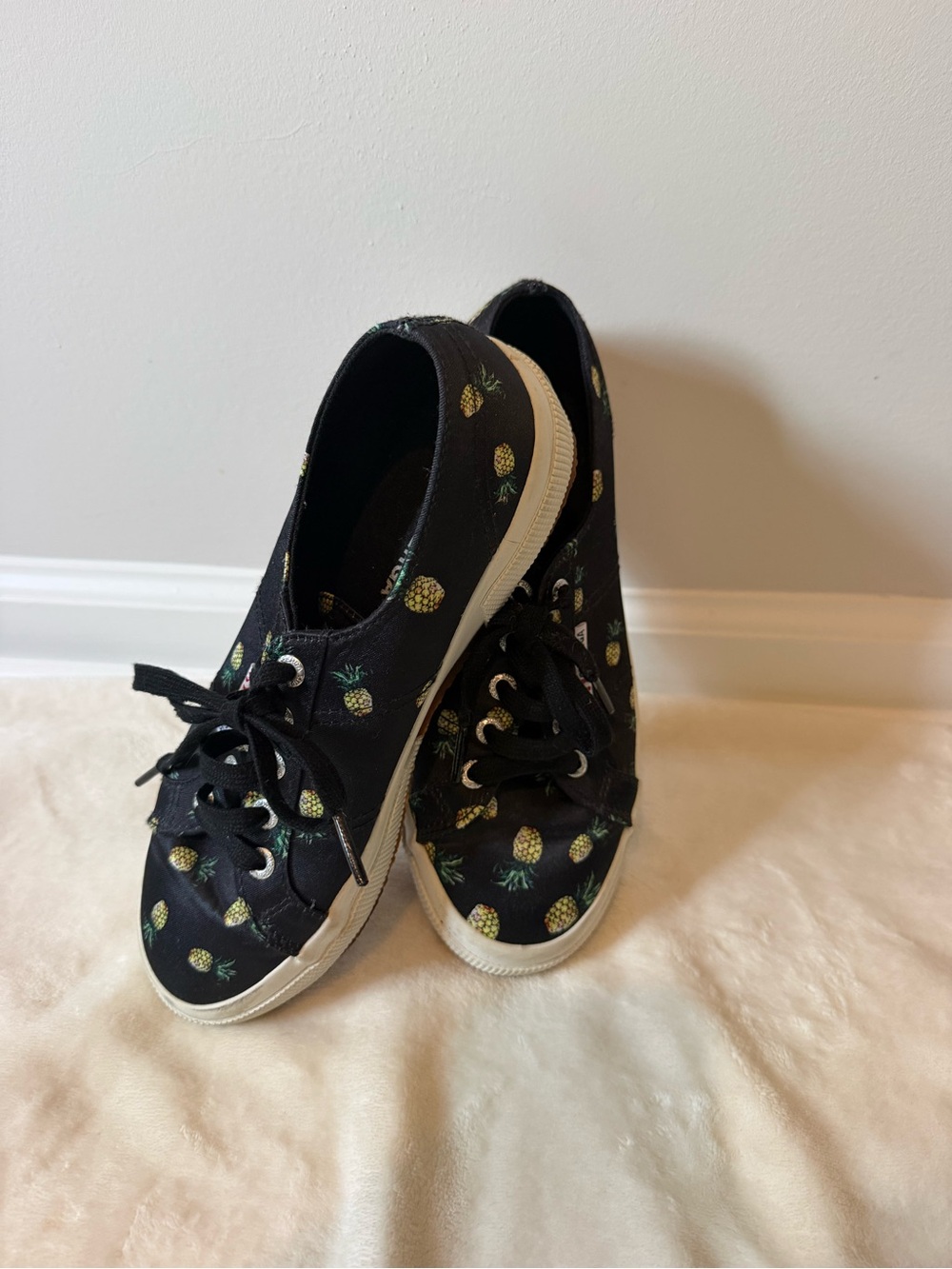 Superga Pineapple Print Black Canvas Sneakers